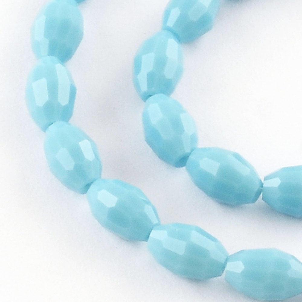 Faceted Glass Beads 6mm x 4mm - Pale Turquoise - 1 Strand 72 Beads - BD1054