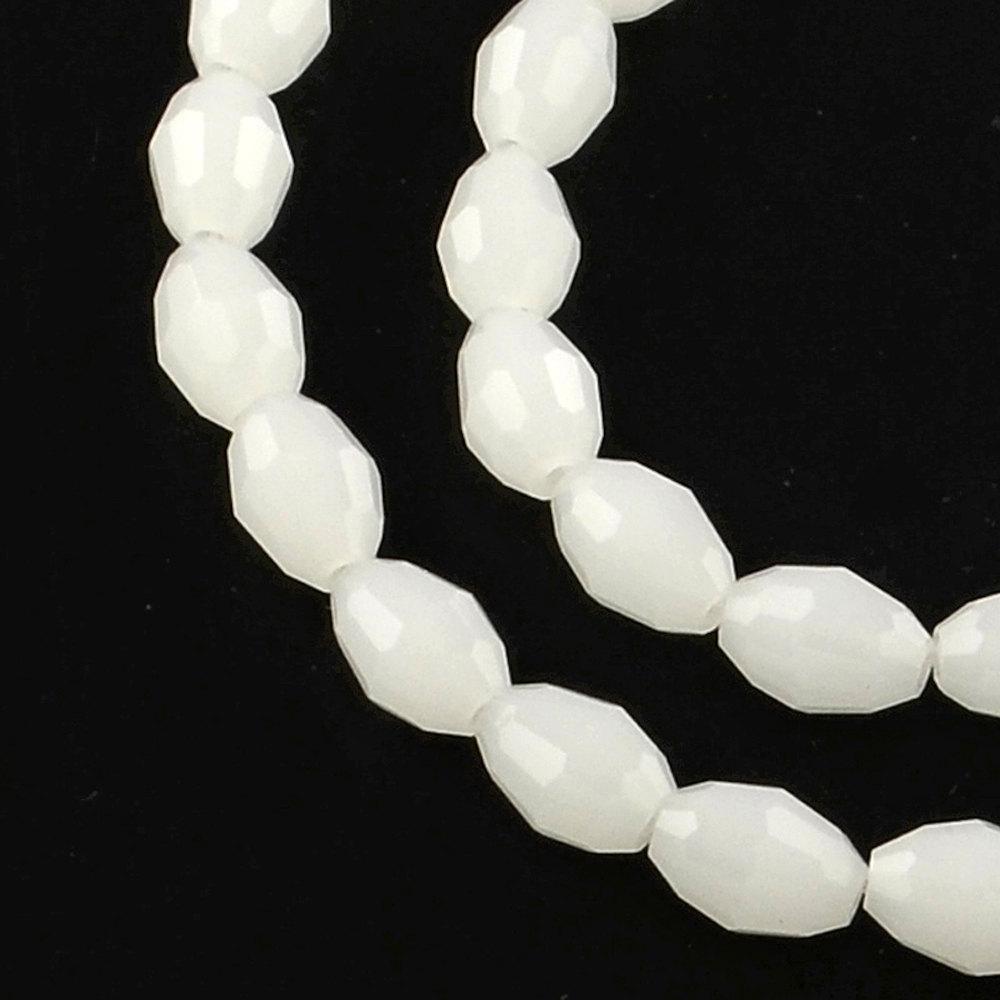 Perles de Verre à Facettes 6mm x 4mm - Blanc d'Hiver - 1 Rang 72 Perles - BD1057