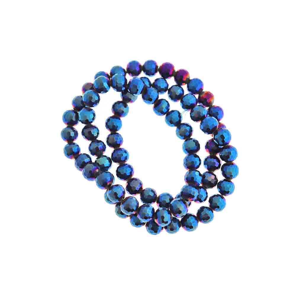 Faceted Glass Beads 8mm - Purple Electroplated Disco Cut - 1 Strand 72 Beads - BD359