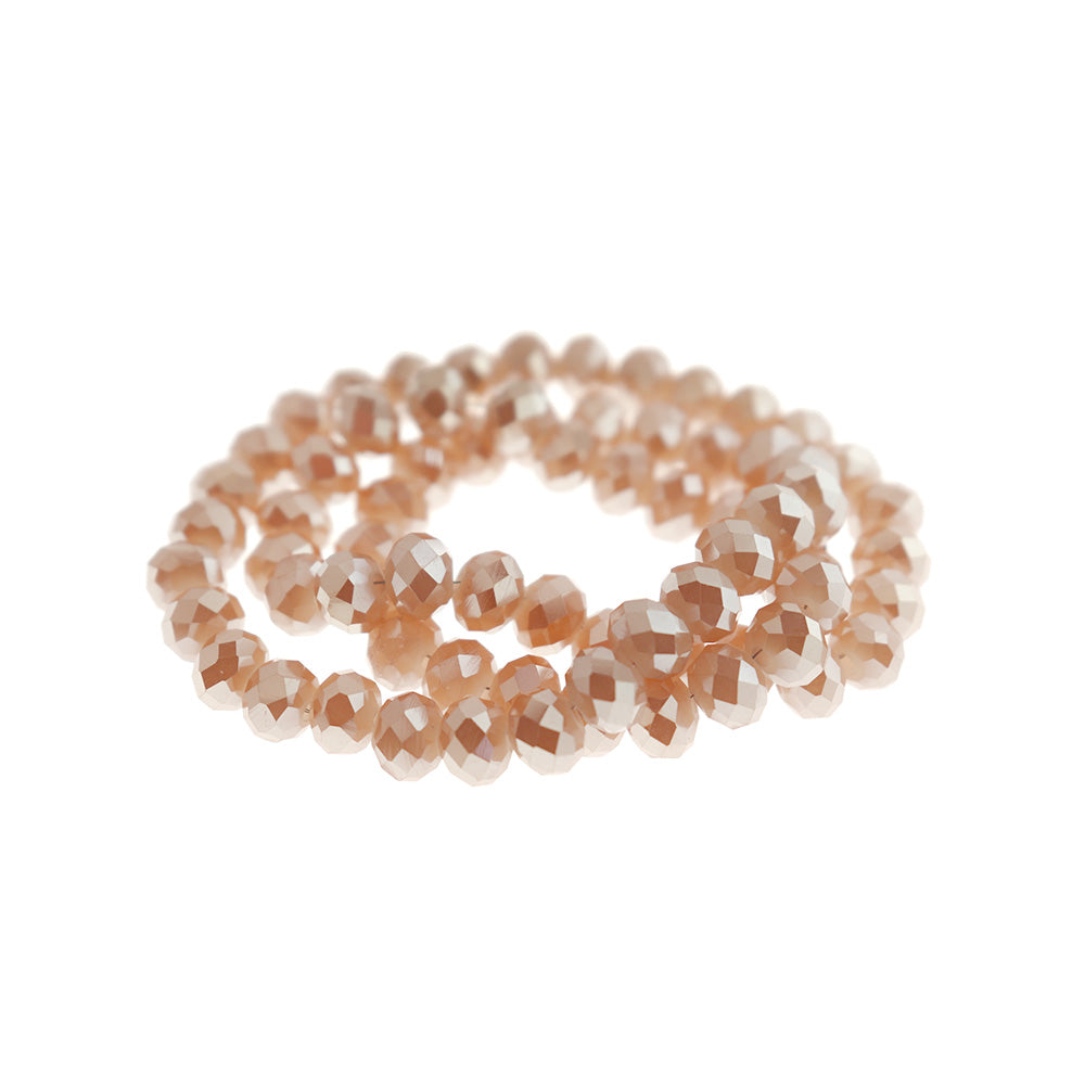 Perles de Verre à Facettes 8mm x 5mm - Blanc Crème - 1 Rang 70 Perles - BD1647