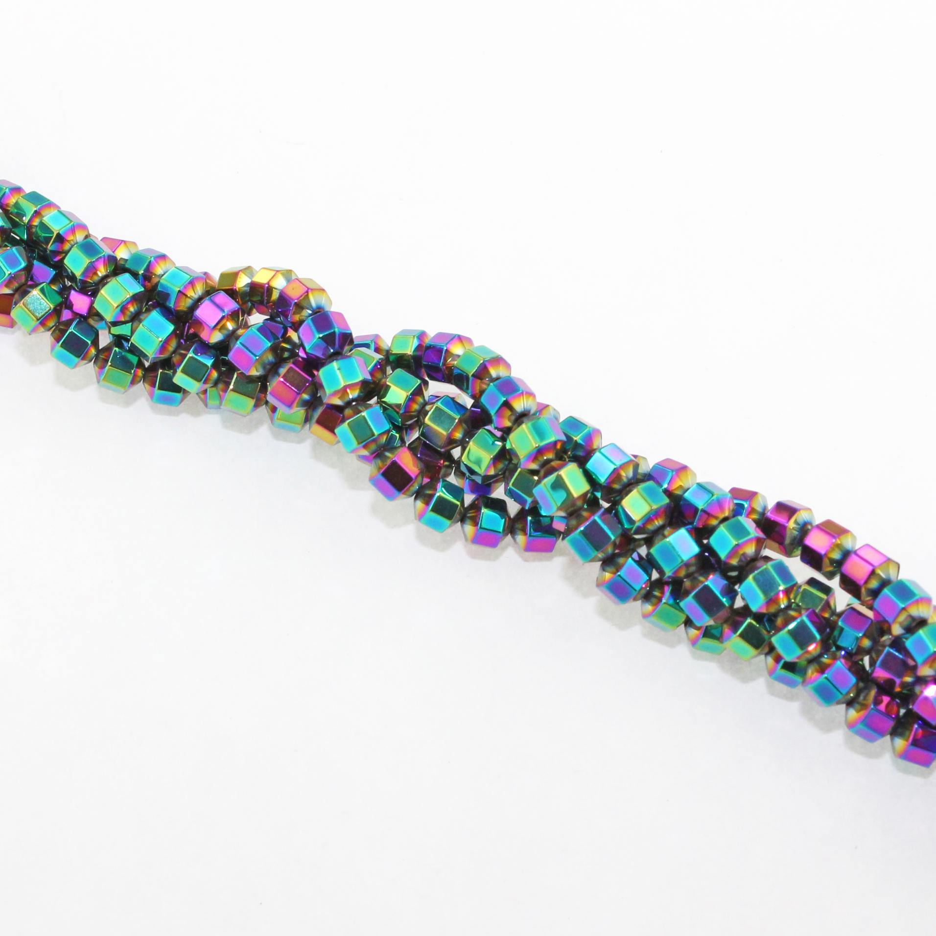 Faceted Hematite Beads 4mm - Rainbow Electroplated - 1 Strand 103 Beads - BD1360