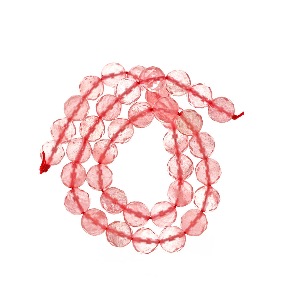 Faceted Imitation Cherry Quartz Beads 6mm - 10mm - Choose Your Size - Transparent Coral - 1 Full 15" Strand - BD2406