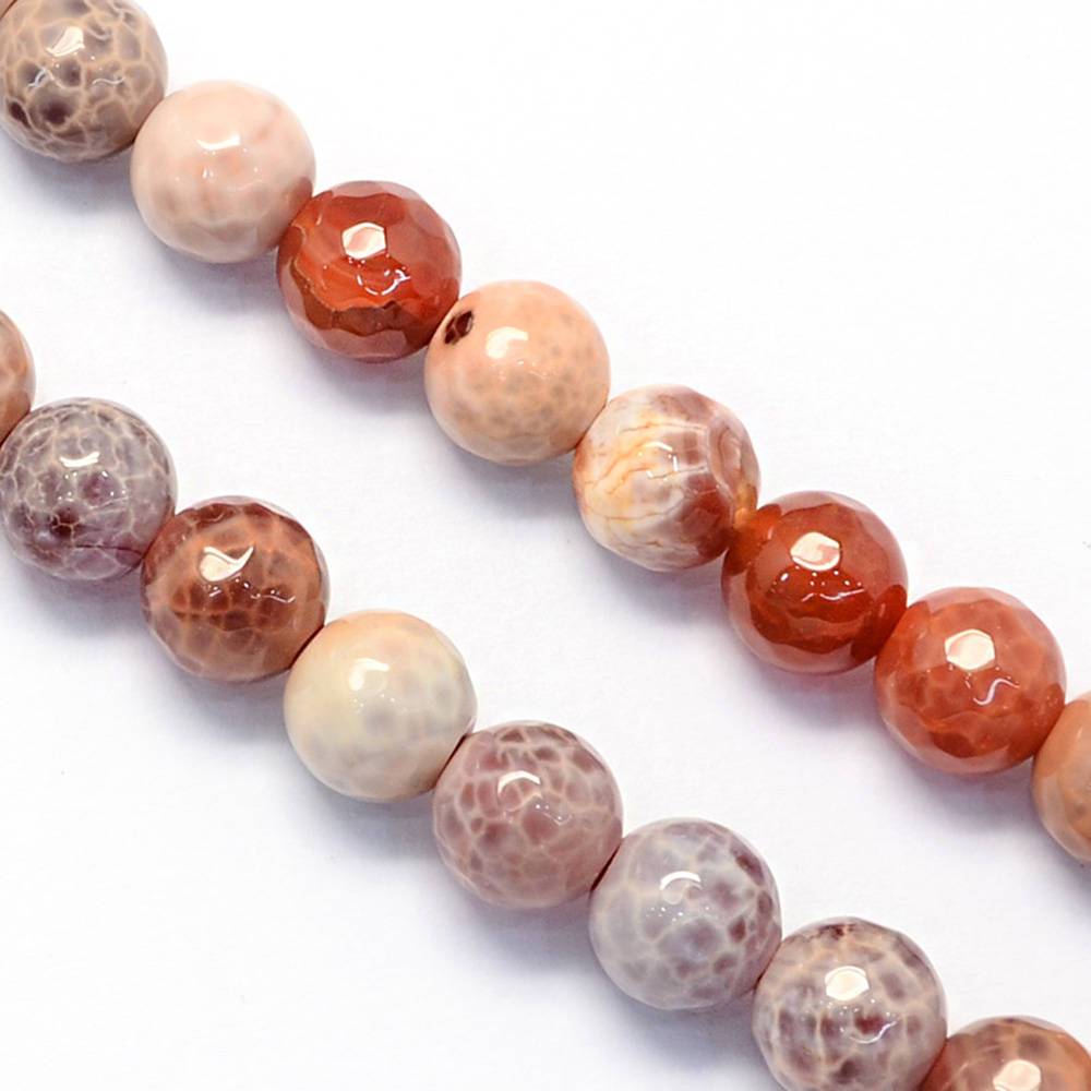 Perles d'Agate Naturelle à Facettes 8mm - Brun d'Automne - 15 Perles - BD708