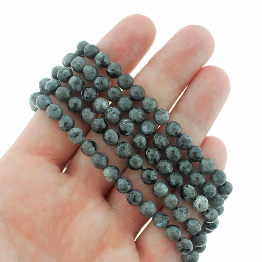 Perles de Labradorite Naturelle à Facettes 6mm - Gris Orageux - 1 Rang 67 Perles - BD1631