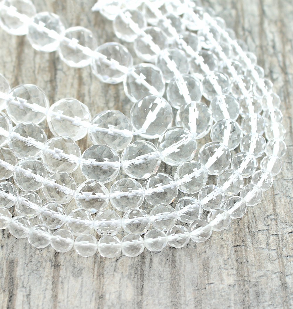 Perles de quartz à facettes 6mm -12mm - Choisissez votre taille - Quartz clair - 10 perles - BD1860