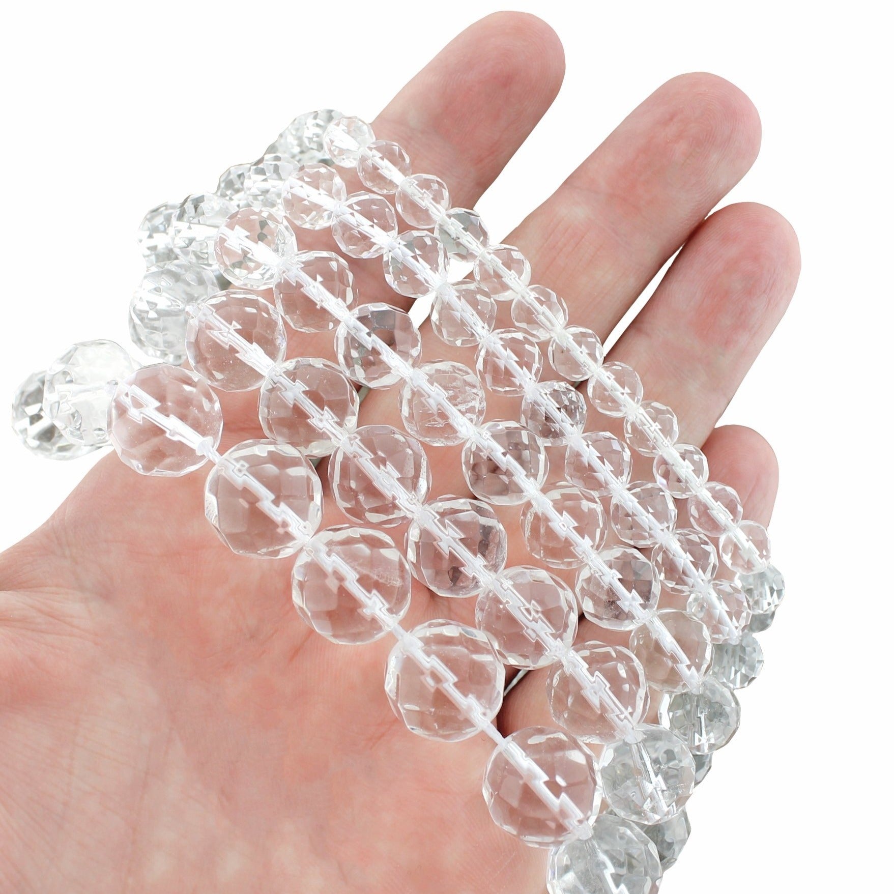 Perles de quartz à facettes 6mm -12mm - Choisissez votre taille - Quartz clair - 10 perles - BD1860