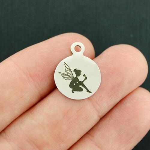 Fairy Stainless Steel Small Round Charms - BFS002-4139
