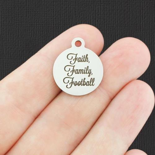 Faith, Family, Football Stainless Steel Charms - BFS001-1614