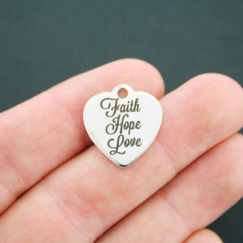 Faith Hope Love Stainless Steel Charms - BFS011-0680