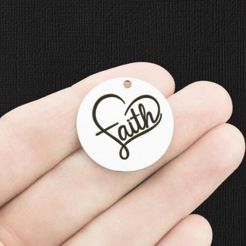 Faith Stainless Steel 25mm Round Charms - BFS009-6237