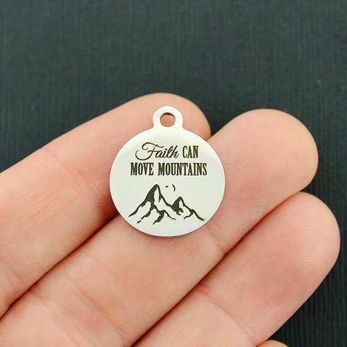 Breloques Faith en acier inoxydable - Peut déplacer des montagnes - BFS001-3090