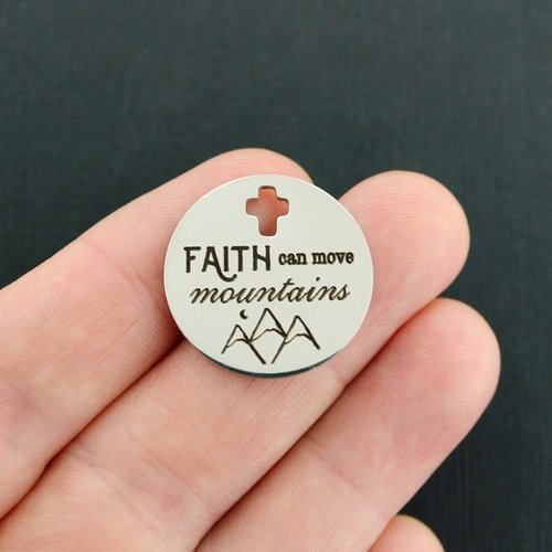 Faith Croix en acier inoxydable Charms - Peut déplacer des montagnes - BFS023-4206