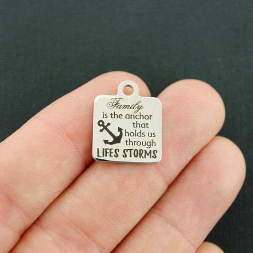 Family Stainless Steel Charms - is the anchor that holds us through lifes storms - BFS013-4447