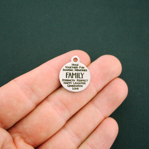Breloques en acier inoxydable avec collage de mots de famille - BFS001-1424