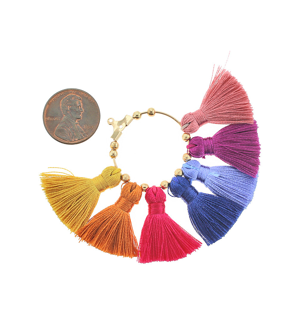 Fan Tassel - Ton doré et couleurs arc-en-ciel - 1 pièce - Z1114
