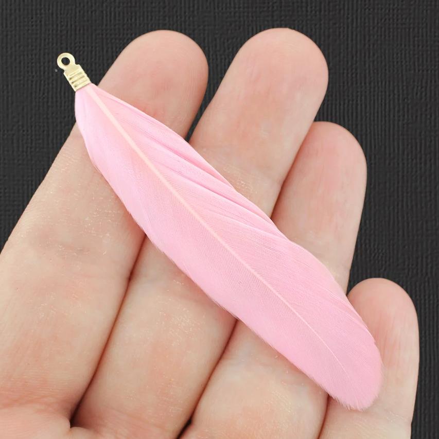 Pendentifs plumes - ton or et rose - 8 pièces - Z1016