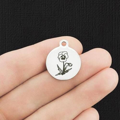 February Violet Stainless Steel Charms - BFS001-5598