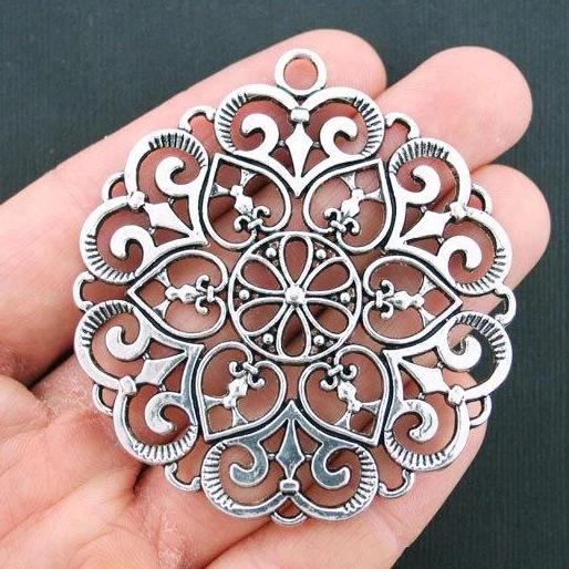 Filigree Antique Silver Tone Charm - SC3500