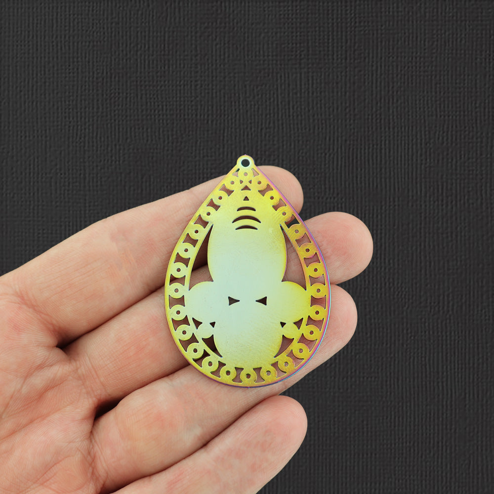 Charme en émail plaqué arc-en-ciel géométrique en filigrane - E332