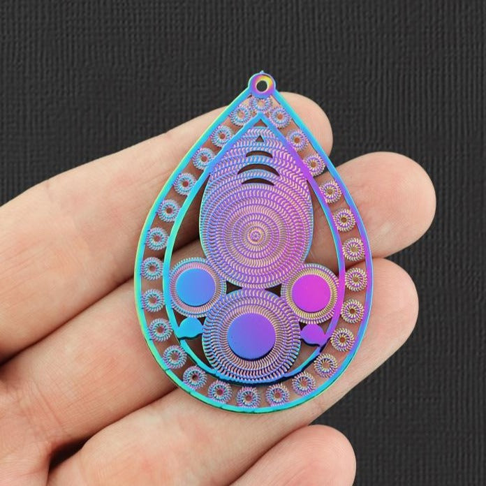 Charme en émail plaqué arc-en-ciel géométrique en filigrane - E332