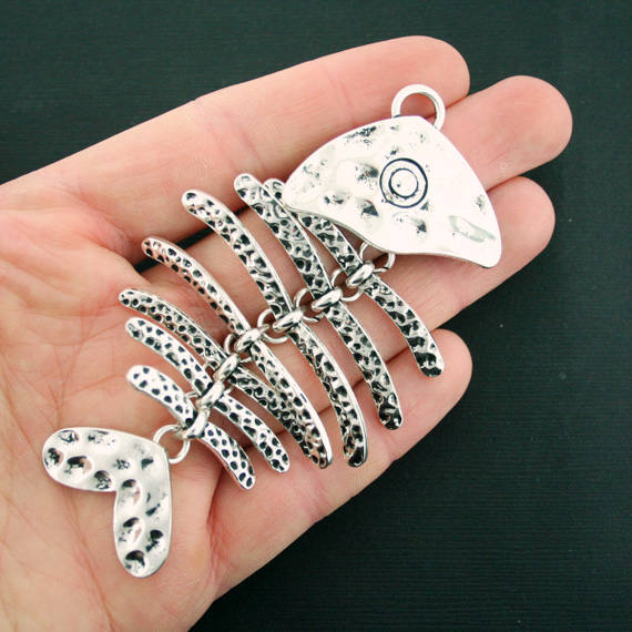 Fish Antique Silver Tone Charms - SC6134