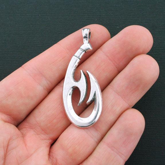 Hameçon Antique Silver Tone Charm 3D - SC4264