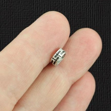 Perles d'espacement rondes plates 7,5 mm x 3 mm - ton argent antique - 50 perles - SC1813