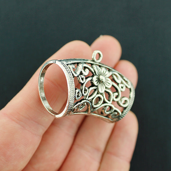 Floral Scarf Bail Antique Silver Tone 3D - SC1755