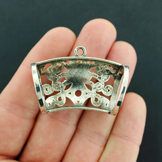 Floral Scarf Bail Antique Silver Tone 3D - SC1755