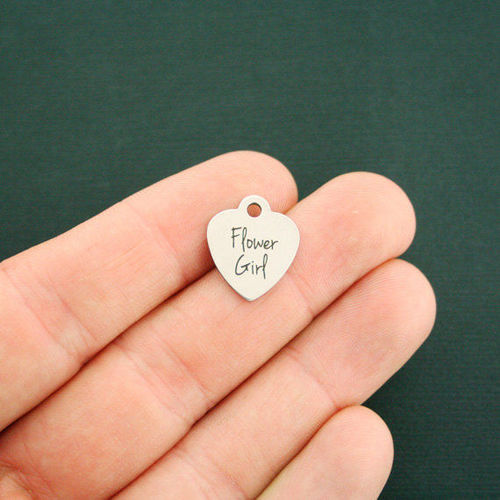 Flower Girl Stainless Steel Small Heart Charms - BFS012-1942