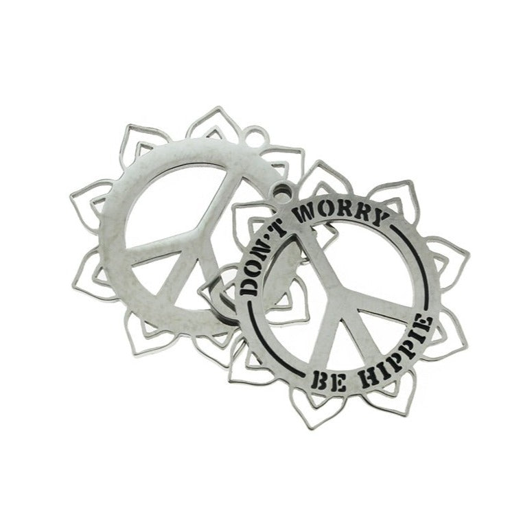 Pendentif Fleur Charme en Acier Inoxydable Argenté - MT748