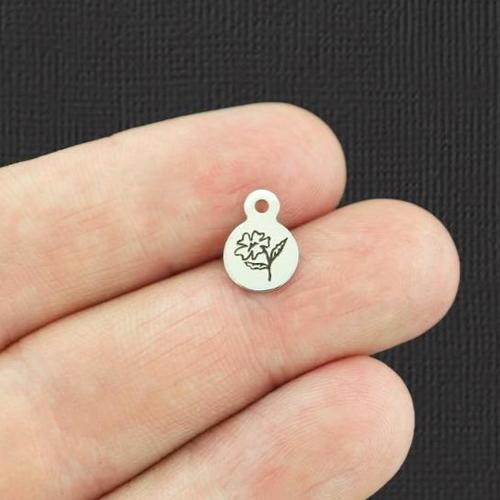 Flower Stainless Steel 8mm Loop Charms - BFS004-5488