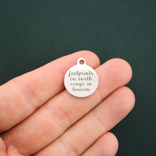 Footprints on Earth Stainless Steel Charms - Wings in Heaven - BFS001-1146