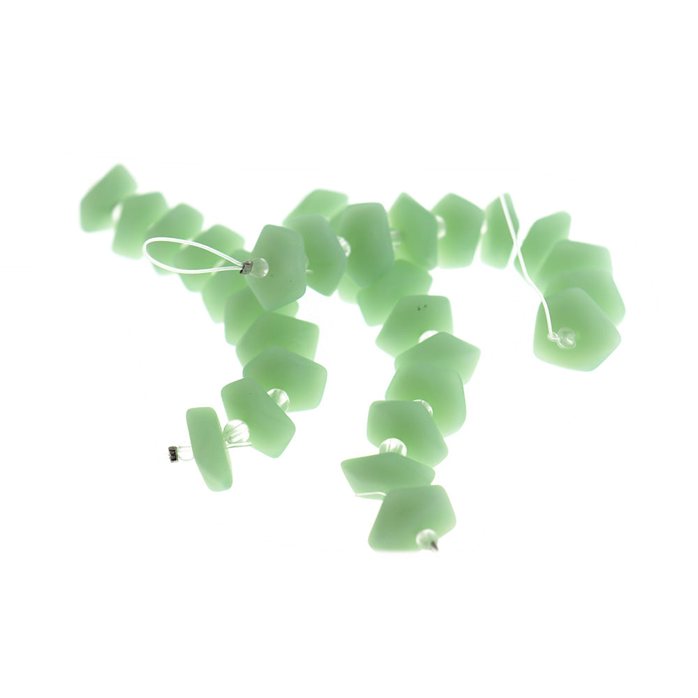 Freeform Cultured Sea Glass Beads 14mm - Seafoam Green - 1 Strand 10 Beads - U159