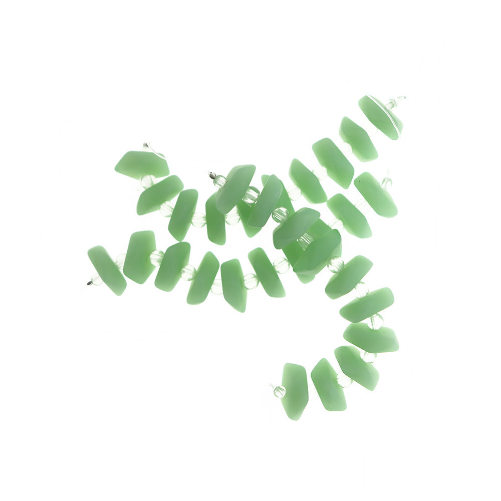 Freeform Cultured Sea Glass Beads 14mm - Seafoam Green - 1 Strand 10 Beads - U159