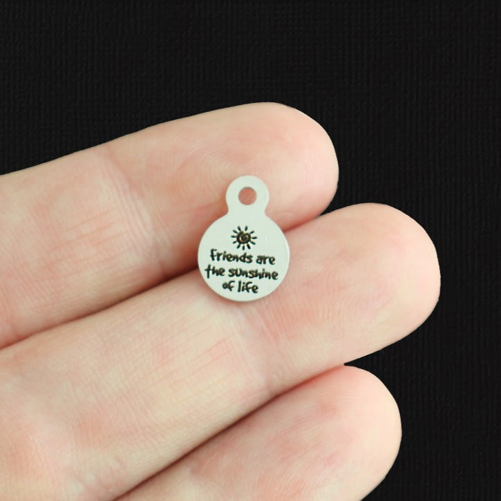 Les amis sont le soleil de la vie Breloques en boucle de 10 mm en acier inoxydable - BFS006-8029