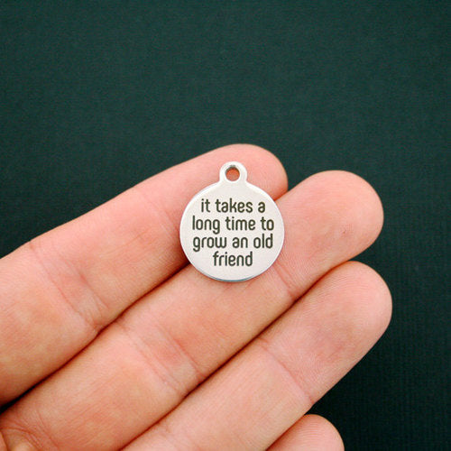 Friendship Stainless Steel Charms - It takes a long time to grow an old friend - BFS001-1255