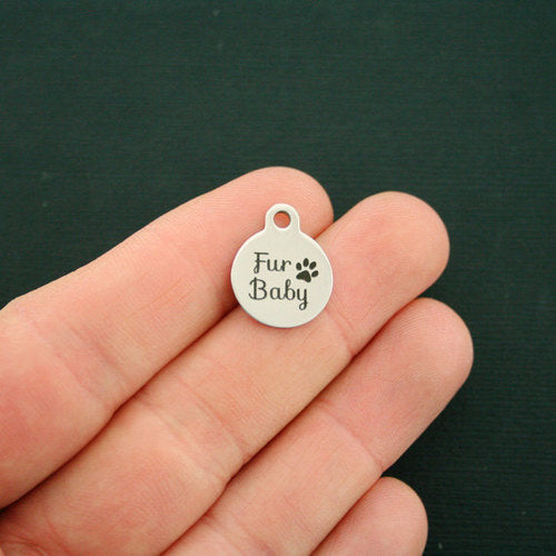 Fur Baby Stainless Steel Small Round Charms - BFS002-1684