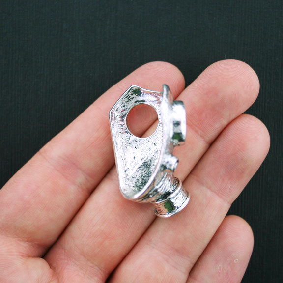 Gas Mask Antique Silver Tone Charm - SC3586