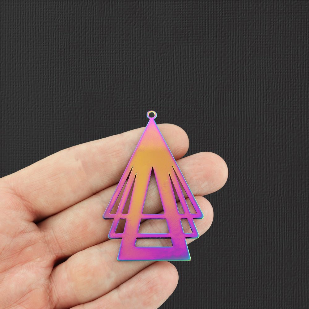 Geometric Triangle Rainbow Electroplated Enamel Charm - E378