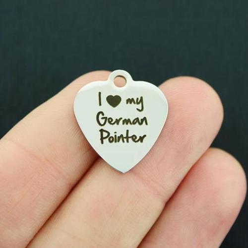 German Pointer Stainless Steel Charms - I love my - BFS011-2949