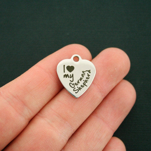 German Shepherd Stainless Steel Charms - I love my - BFS011-0160