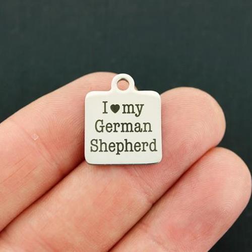 Breloques en acier inoxydable de berger allemand - J'aime mon - BFS013-1886