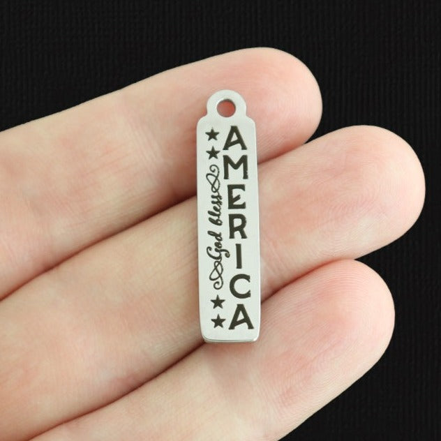 God Bless America Stainless Steel Charms - BFS015-7949