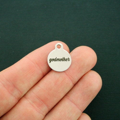 Godmother Stainless Steel Small Round Charms - BFS002-1654
