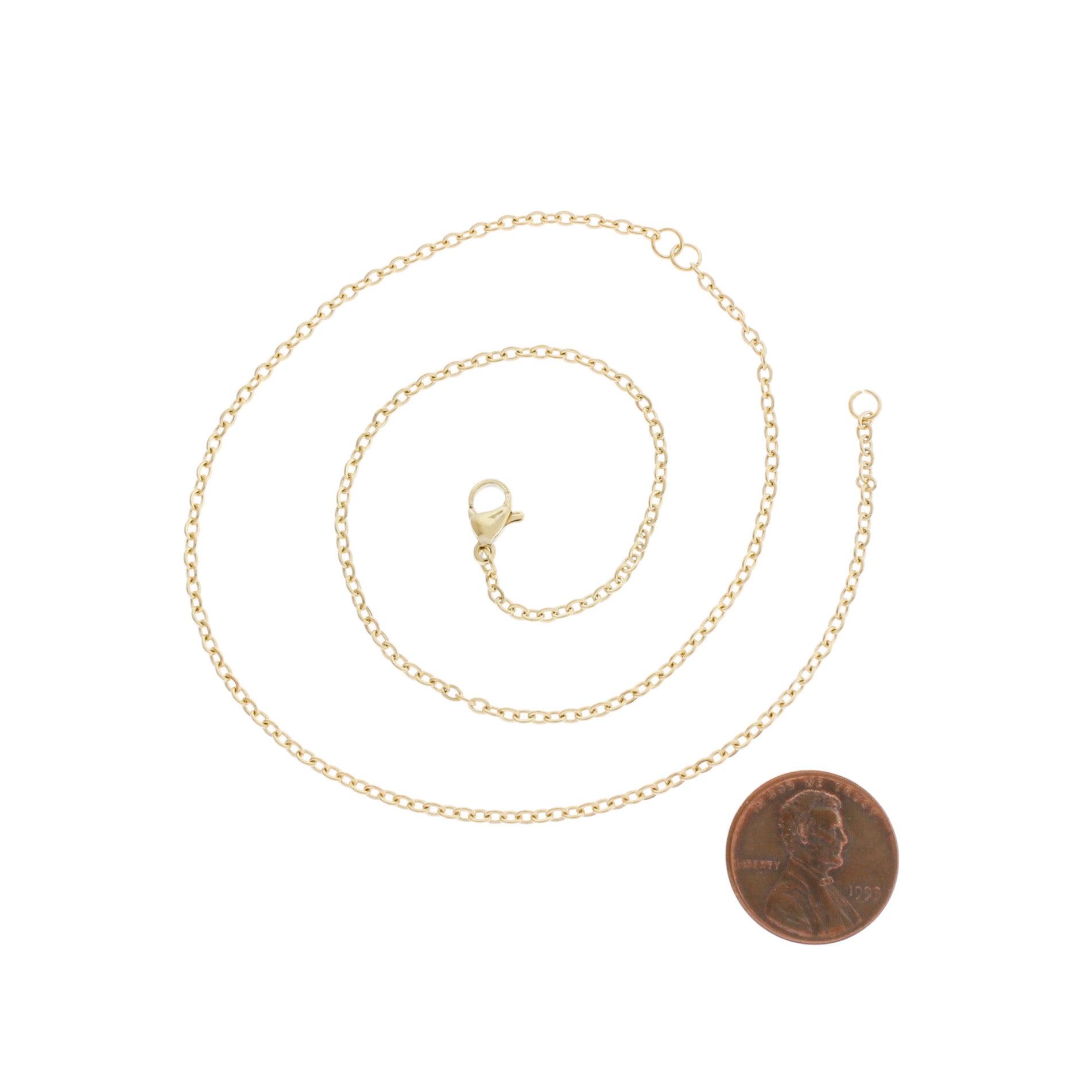 Collier de connecteur de chaîne de câble en acier inoxydable doré 16,5" - 2 mm - 1 collier - N776