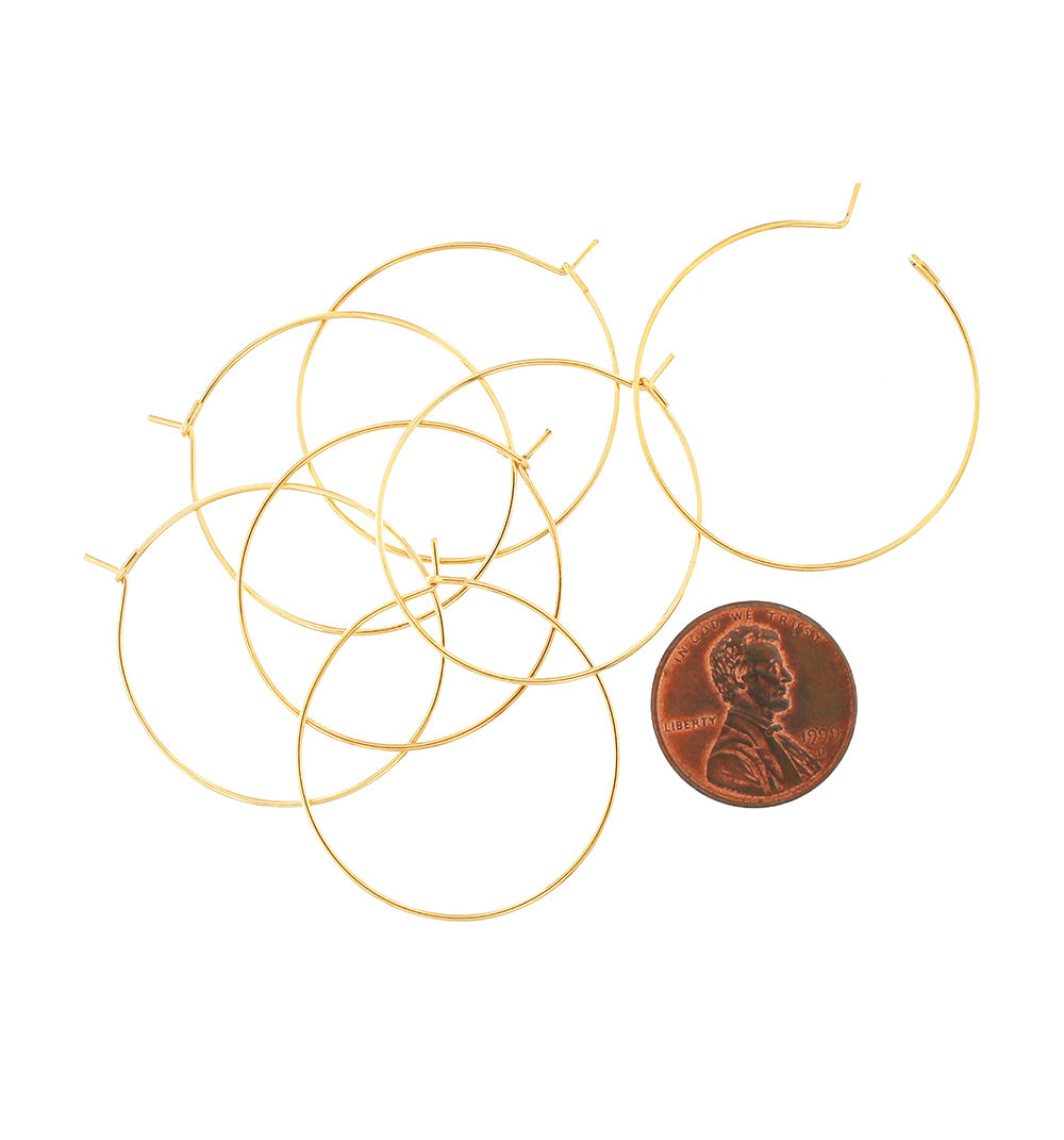 Boucles d'Oreilles en Acier Inoxydable Or - Créoles Breloques Vin - 30mm - 10 Pièces - FD280