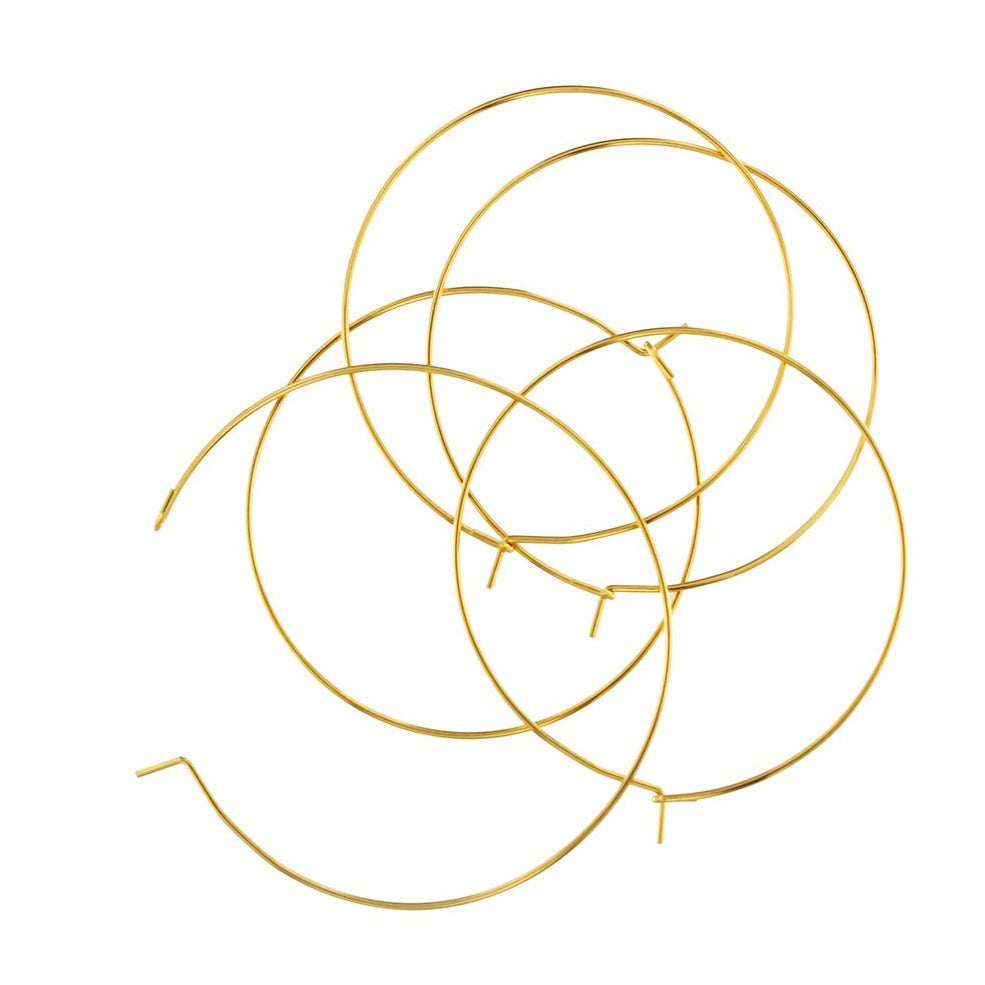 Gold Stainless Steel Earring Wires - Wine Charms Hoops - 40mm - 10 Pieces - Z529