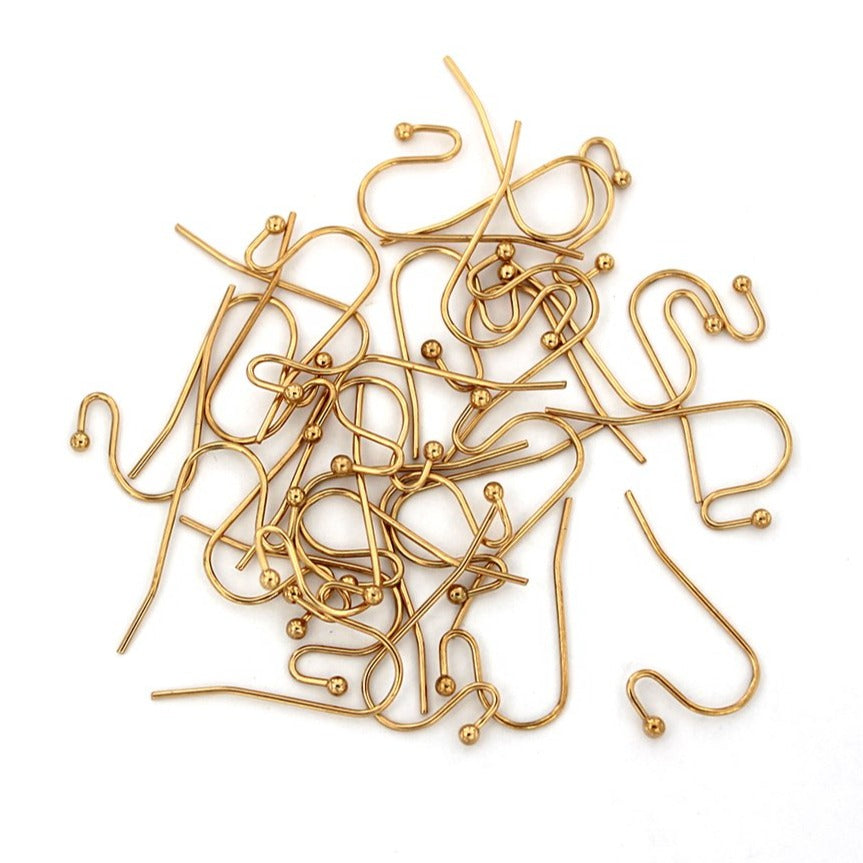 Boucles d'Oreilles Acier Inoxydable Doré - Crochet Avec Boule - 22mm - 4 Pièces 2 Paires - FD668