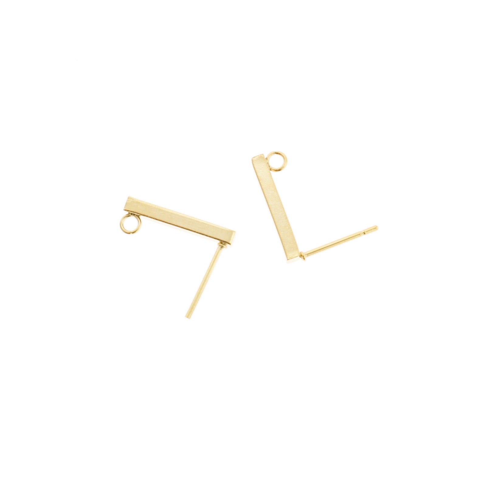 Gold Stainless Steel Earrings - Rectangle Studs - 15mm x 2mm - 2 Pieces 1 Pair - ER146